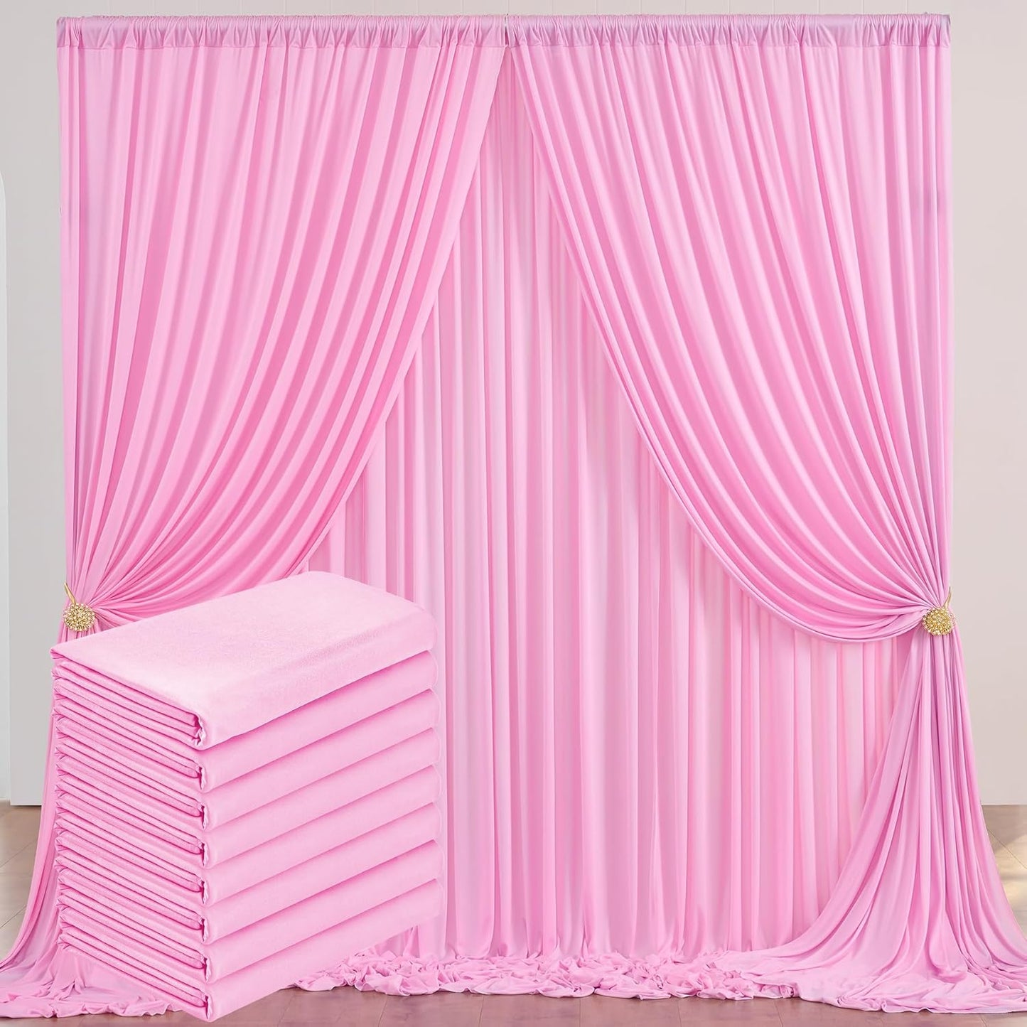 40ft x 10ft Wrinkle Free Baby Pink Backdrop Curtain for Events