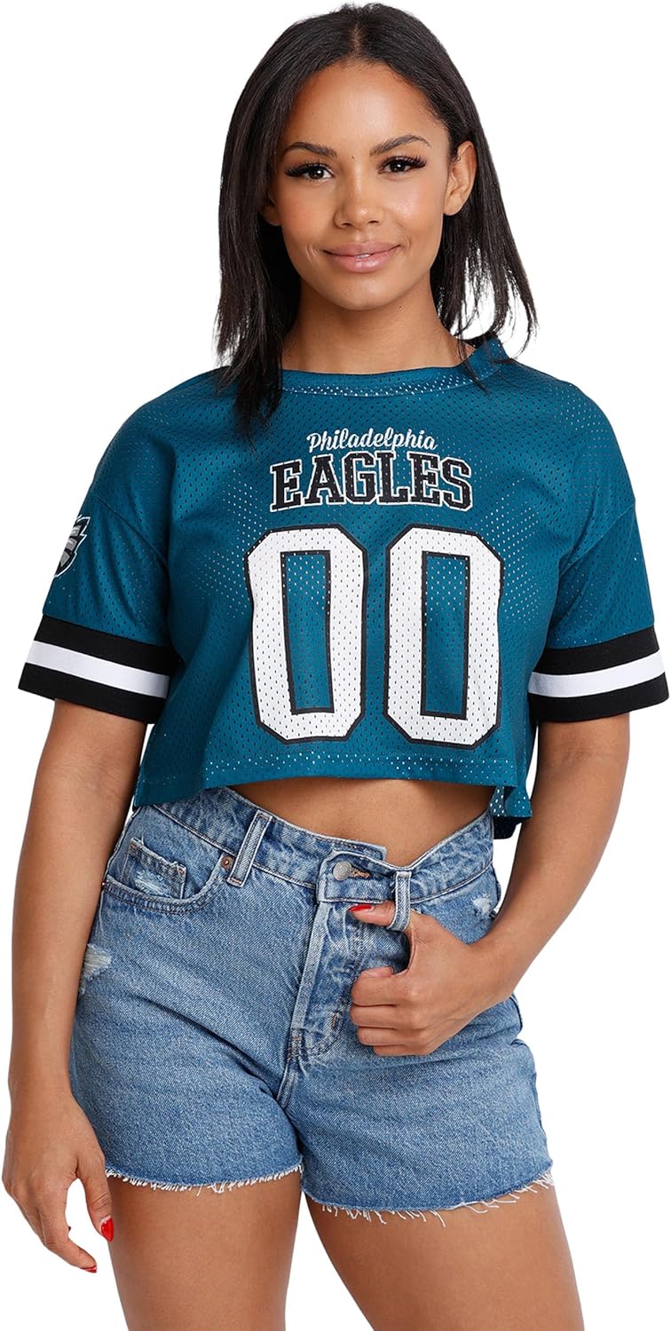 FOCO Women's NFL Ladies Fashion Gameday Jersey Mesh Crop Top