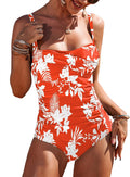 Ekouaer Women One Piece Swimsuit Ruched Tummy Control - Vintage Push