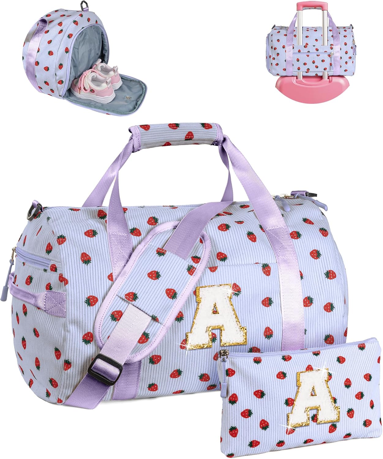 Personalized Gym Bag for Girls with Shoe Compartment & Pouch