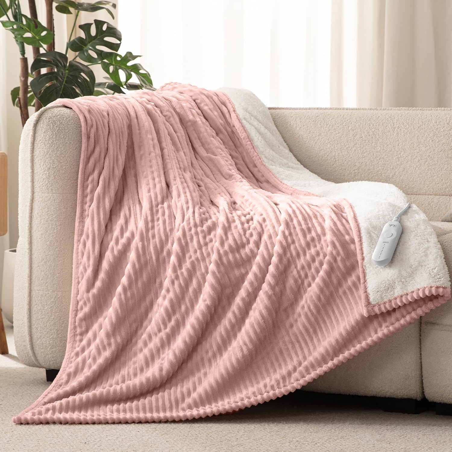 Reaks Electric Heated Throw Blanket for Cozy Warmth & Safety