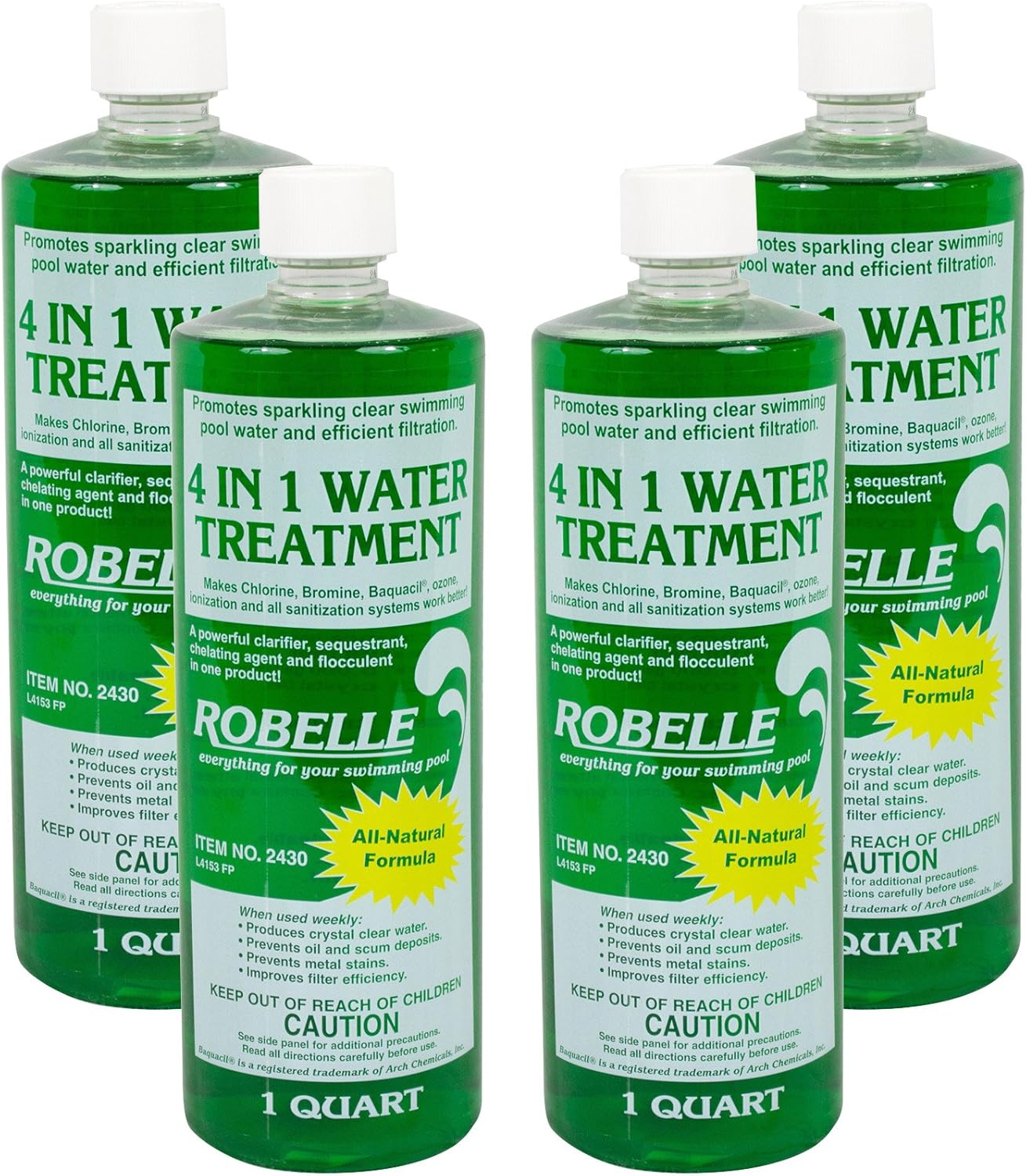 Robelle 1-Quart 4-Pack Concentrated 4-In-1 Water Treatment