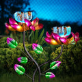 Solar Wind Spinners Pink Twin Flowers - Solar Windmill Garden