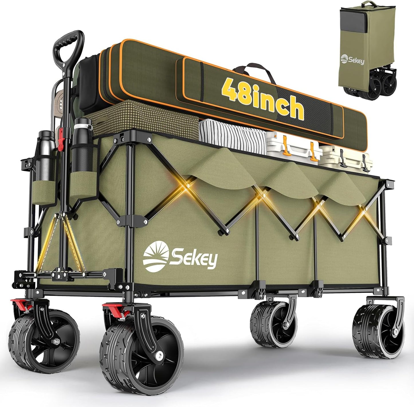 Sekey 48ft'L Collapsible Wagon with Heavy Duty Capacity