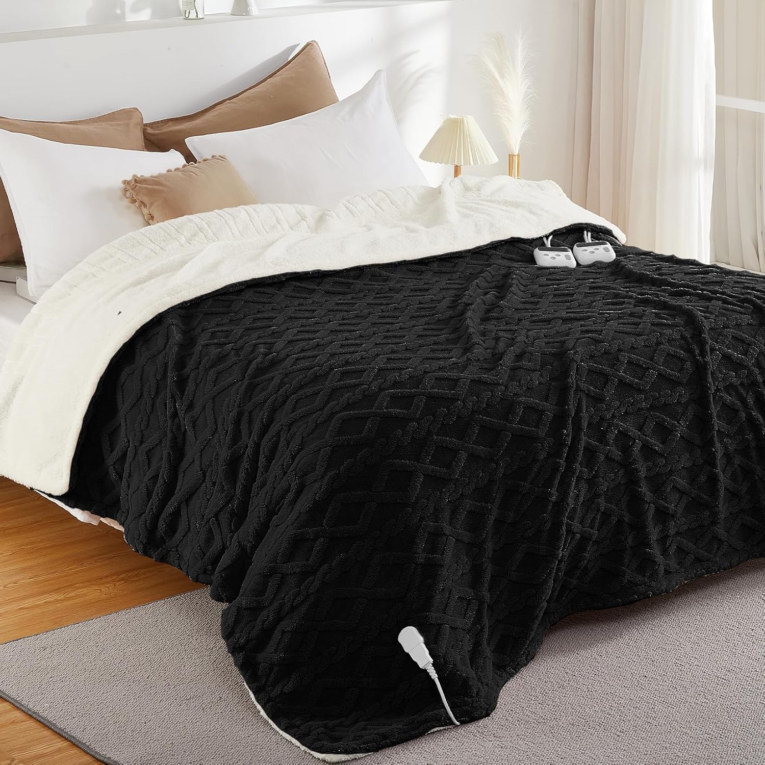 CAROMIO Electric Blanket King Size with Dual Control Features