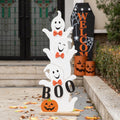 Halloween Wooden Stacked Ghost Porch Sign for Festive Decor