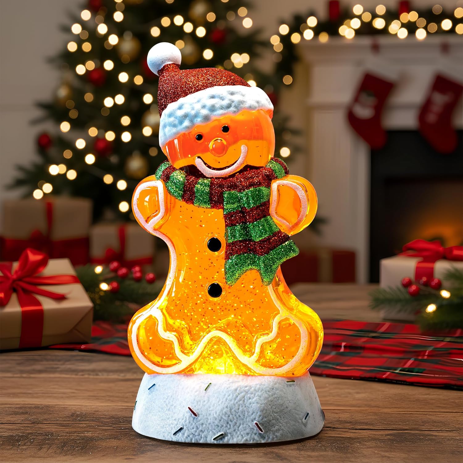 Christmas Snow Globe Water Lantern with Gingerbread Delight