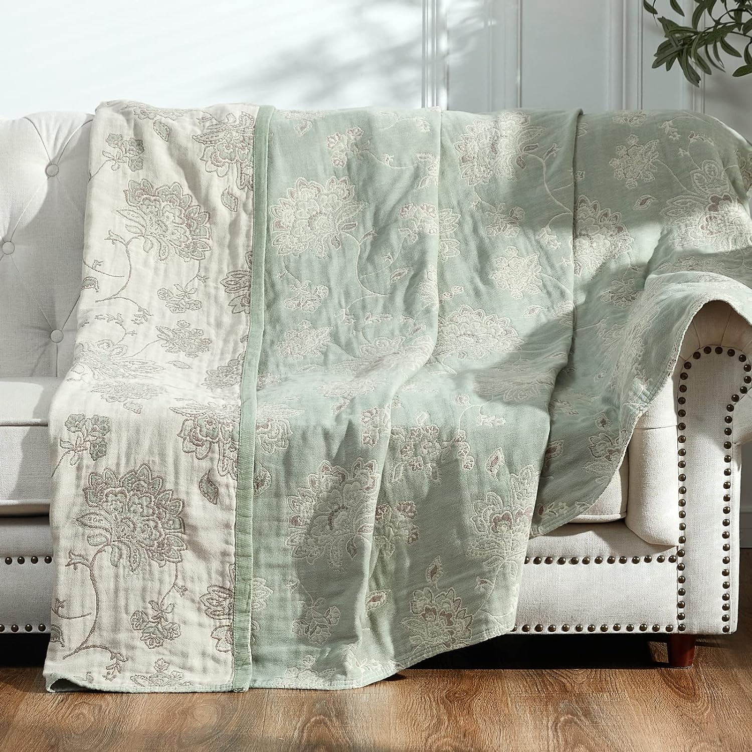 Boho 100% Cotton Muslin Twin Size Blanket for All Seasons