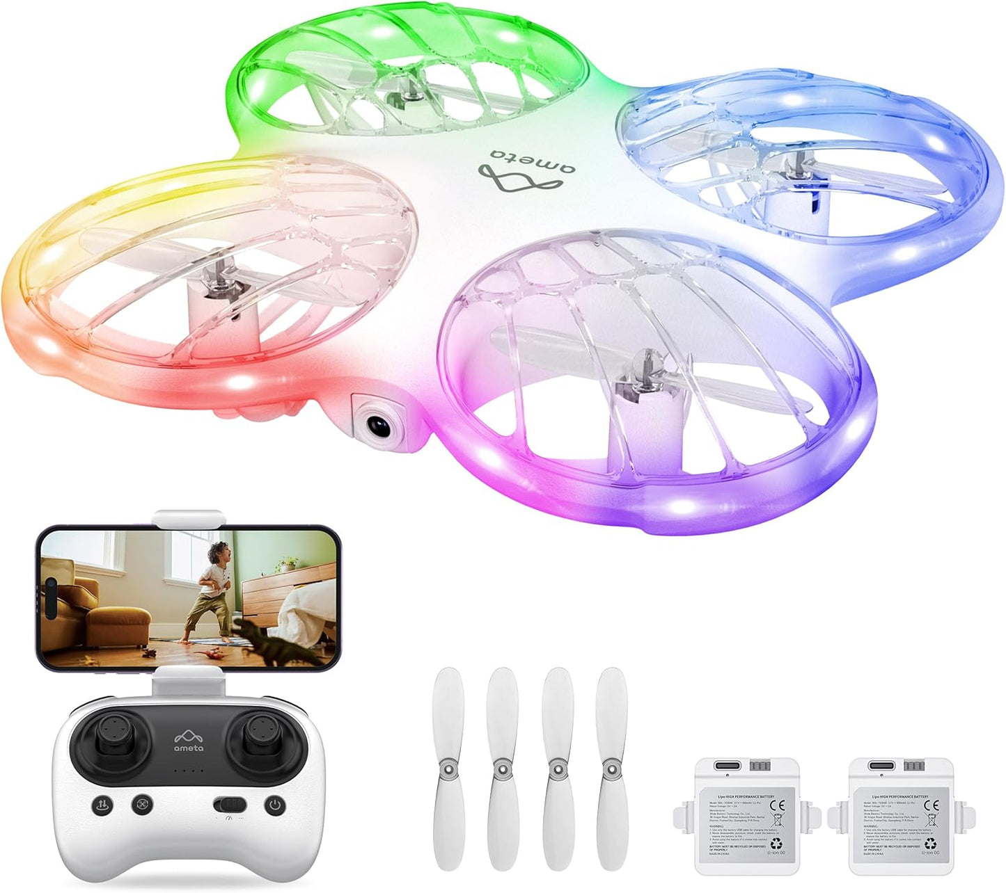 1080P HD FPV Drone for Kids & Adults - Long Flight, LED Light