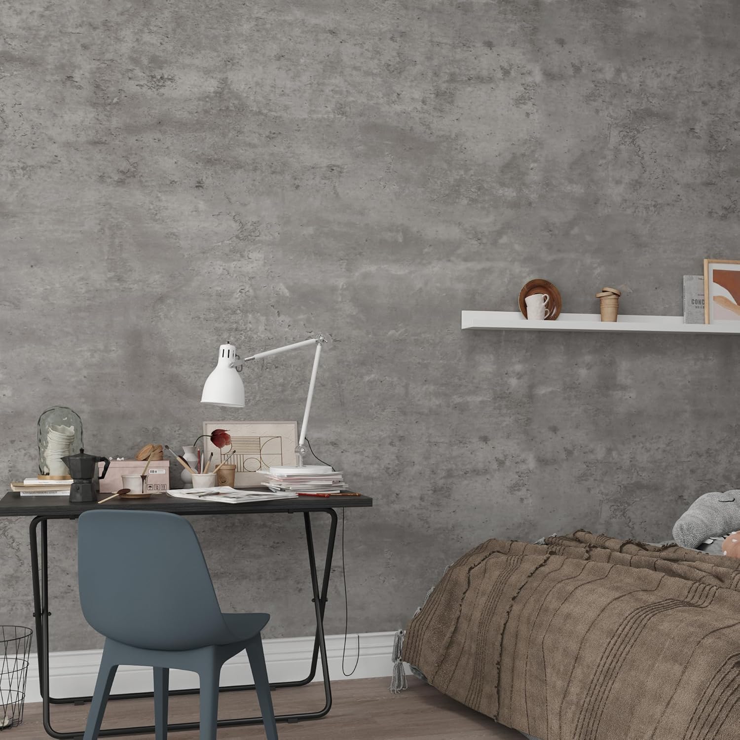 3D Extra Wide Thick Grey Concrete Wallpaper for Stylish Walls