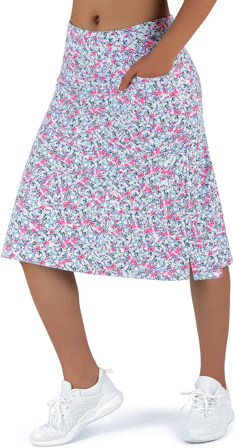 Women's Midi Length Skorts with 3 Pockets for Activewear