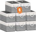 Foldable Storage Bins 8-Pack - Sturdy Fabric Organizer for Shelves