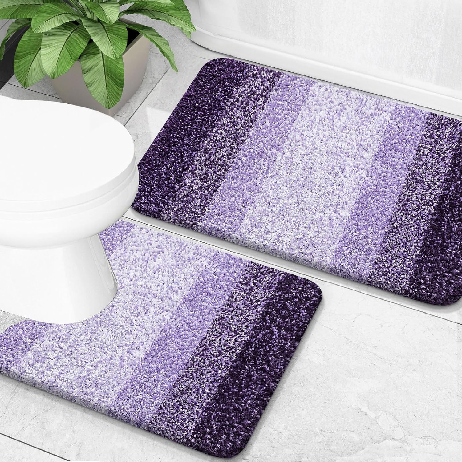 OLANLY Bathroom Rug Set - Soft Absorbent Microfiber Mats