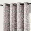jinchan Blackout Curtains Taupe Grey Scroll Floral 63in - Room