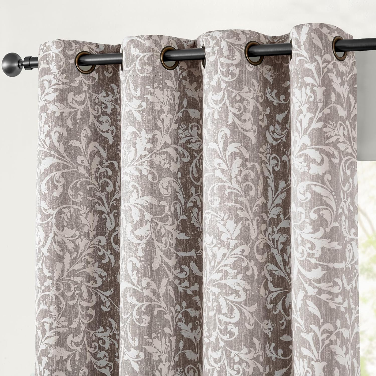 jinchan Blackout Curtains for Bedroom with Vintage Floral Design