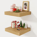 Fun Memories 12 in Floating Shelf Set of 2 - Rustic Oak Wall Storage
