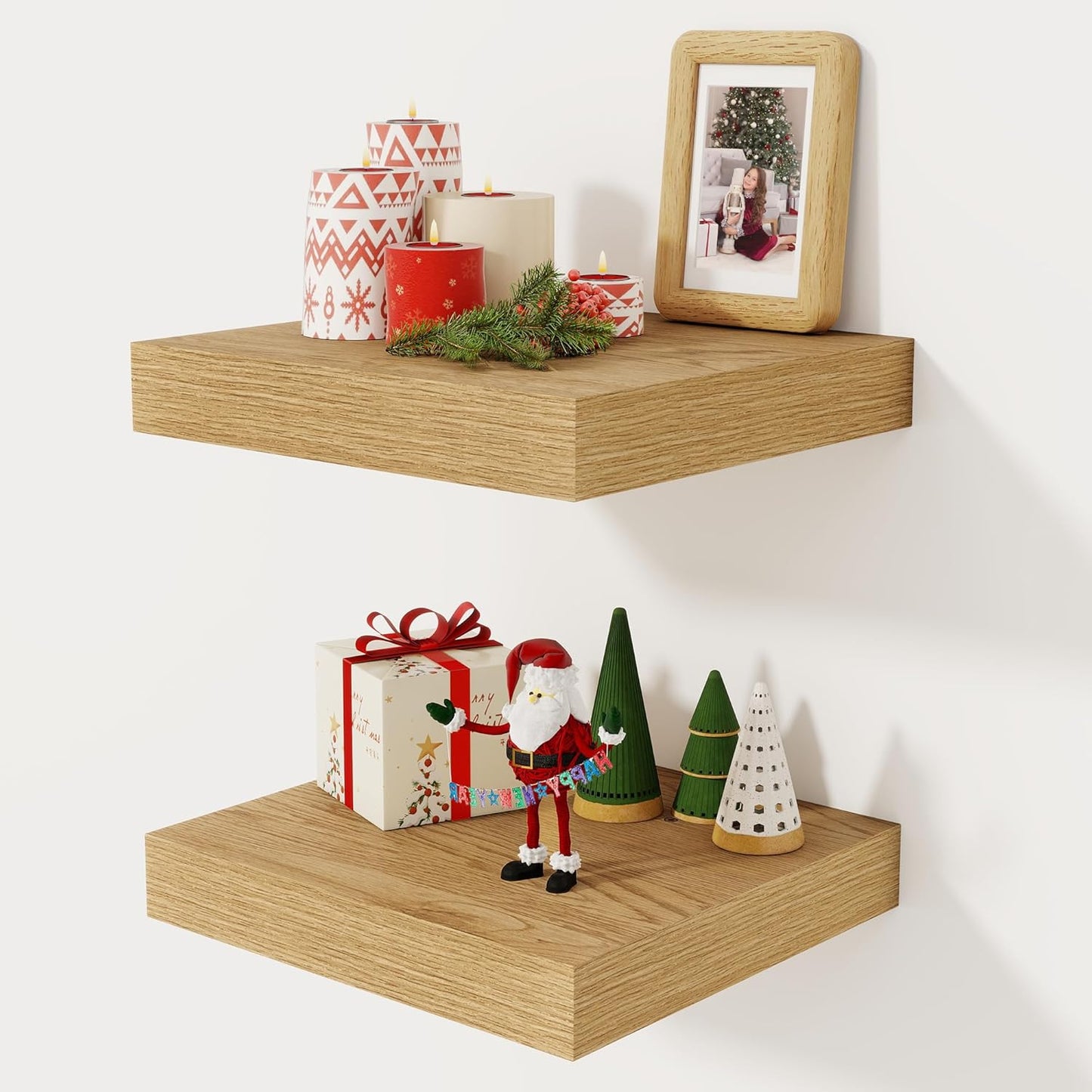 Rustic Floating Shelf Set of 2 for Wall Decor & Storage