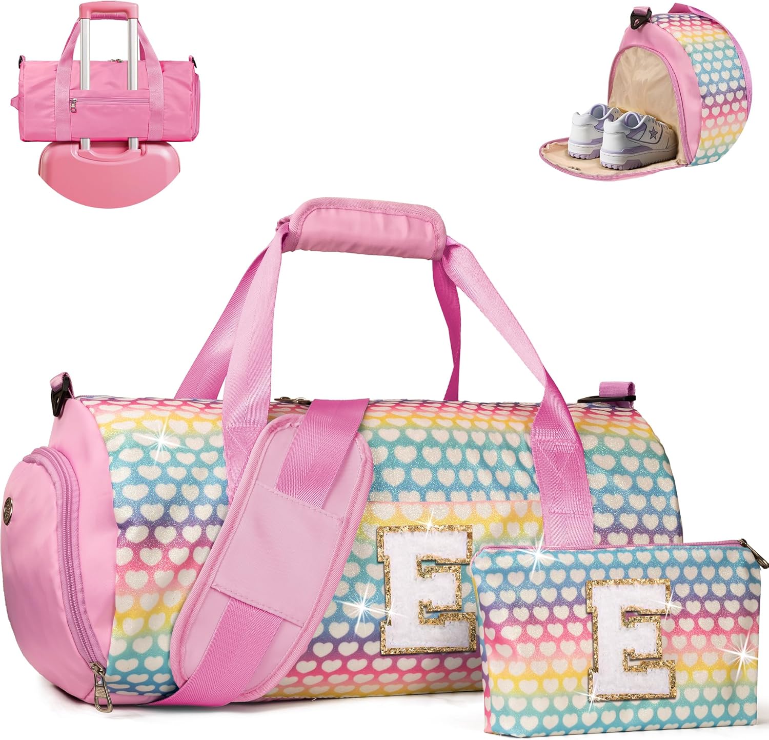 Personalized Girls Travel Duffel Bag with Shoe Compartment