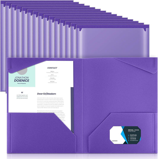 Henoyso 36 Pcs Plastic Folders with Clear Front Pockets