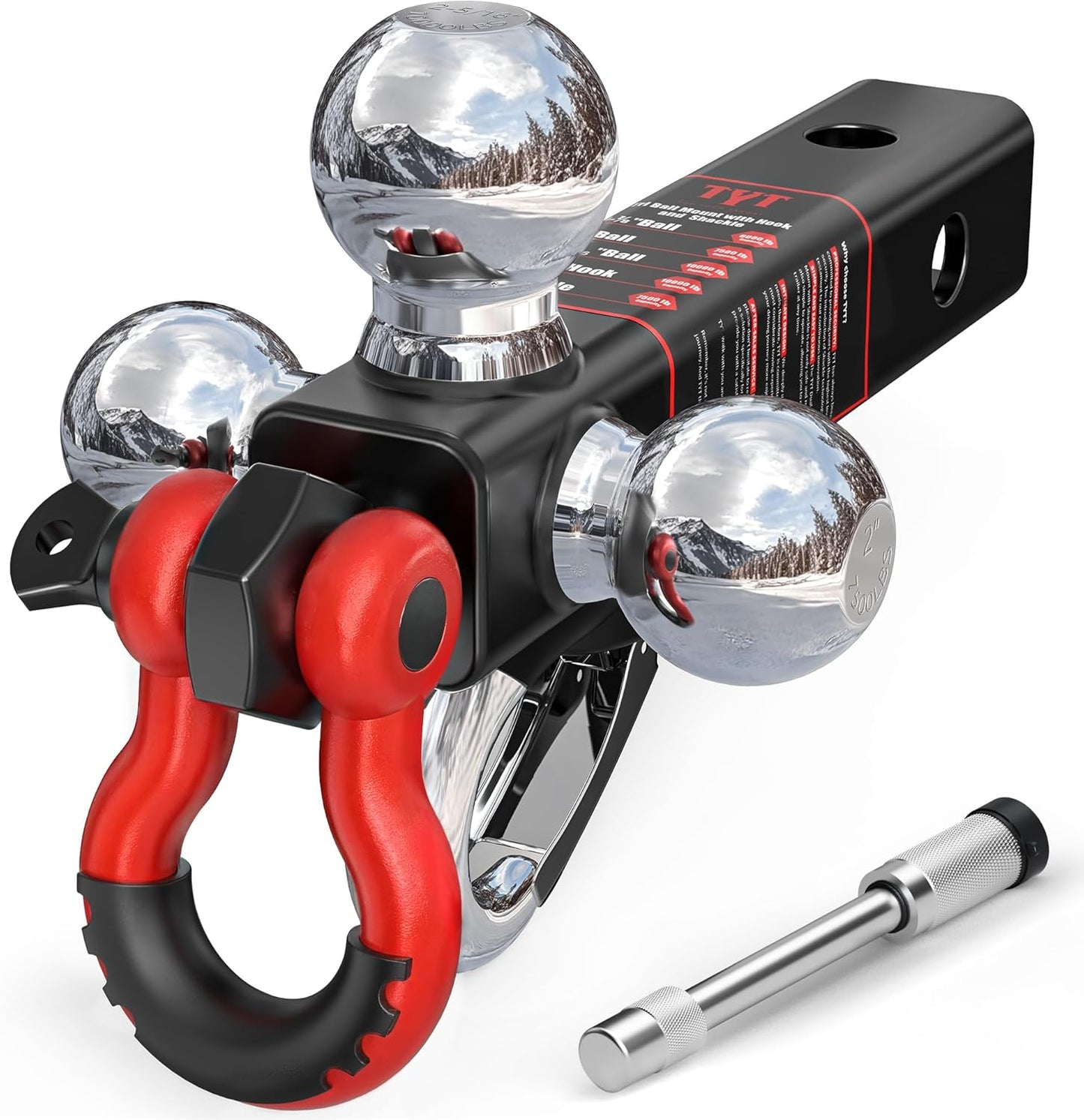 TYT Tri Ball Mount Trailer Hitch for 2 inch Receivers