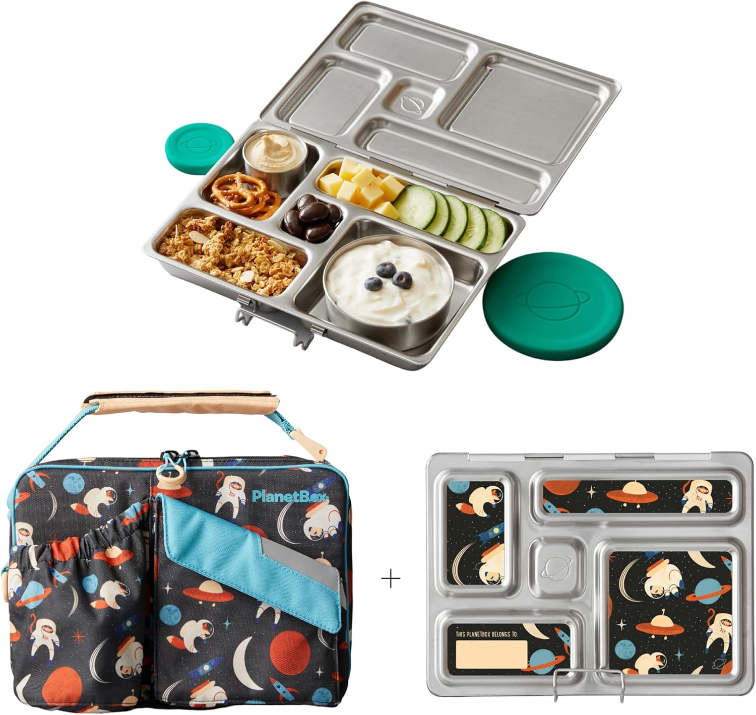PlanetBox Rover Stainless Steel Bento Lunch Box with 5 Compartments