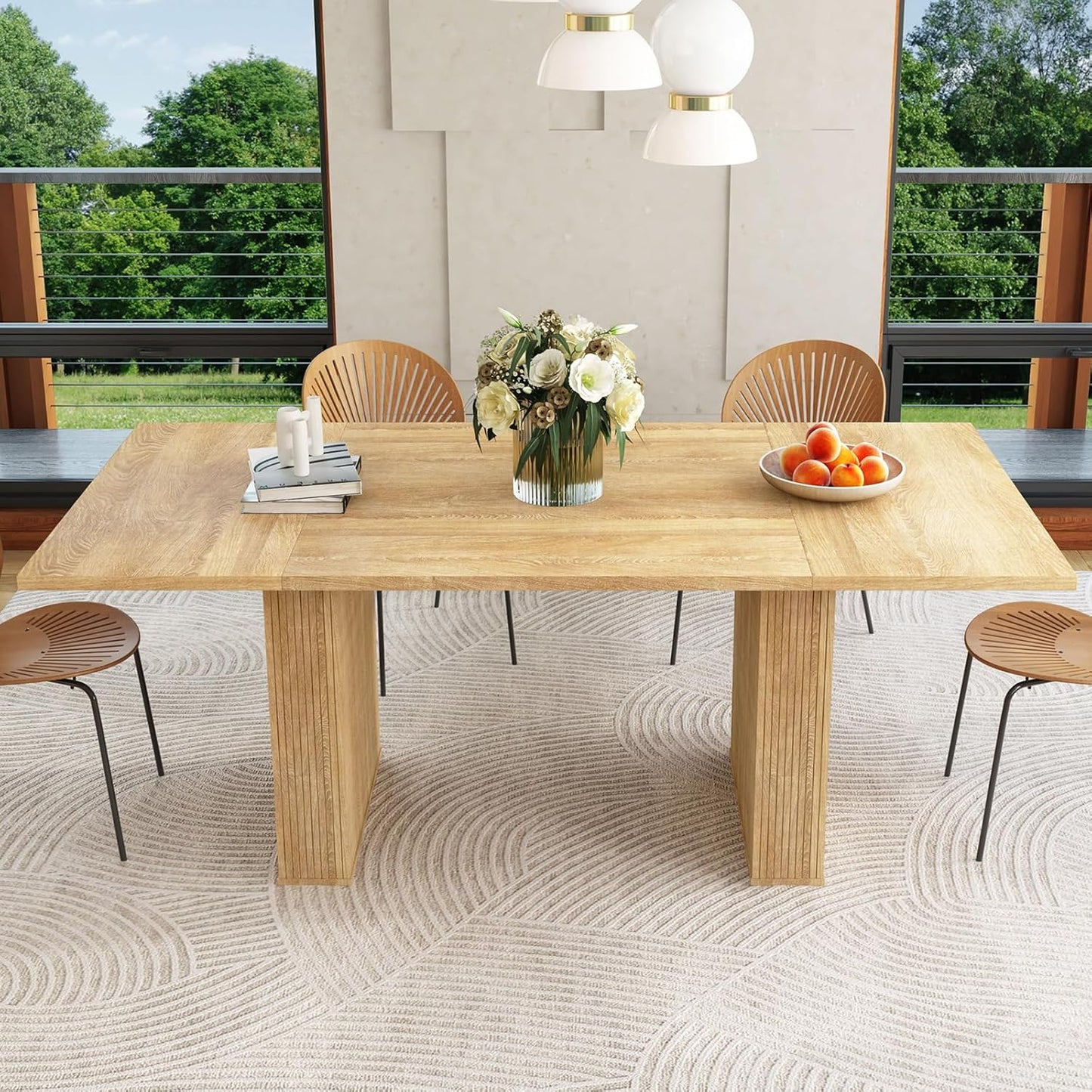 78 Inch Dining Table for 6-10, Modern Farmhouse Style Table