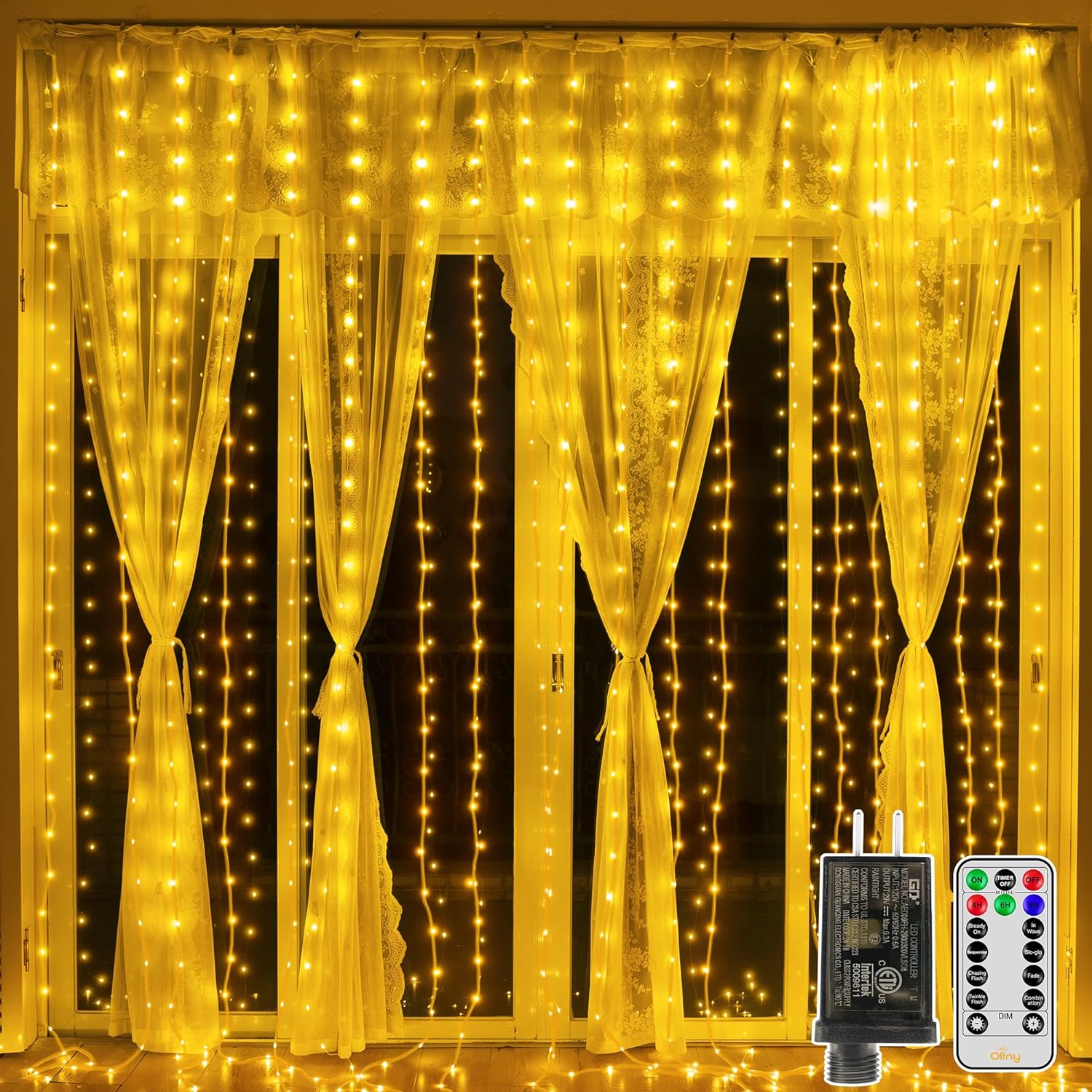 Waterproof Outdoor Curtain Lights with Remote