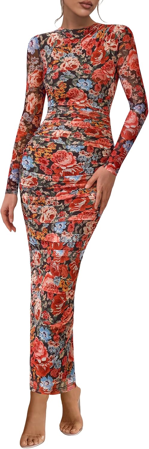 PRETTYGARDEN Women's Long Sleeve Maxi Dress for Fall Events