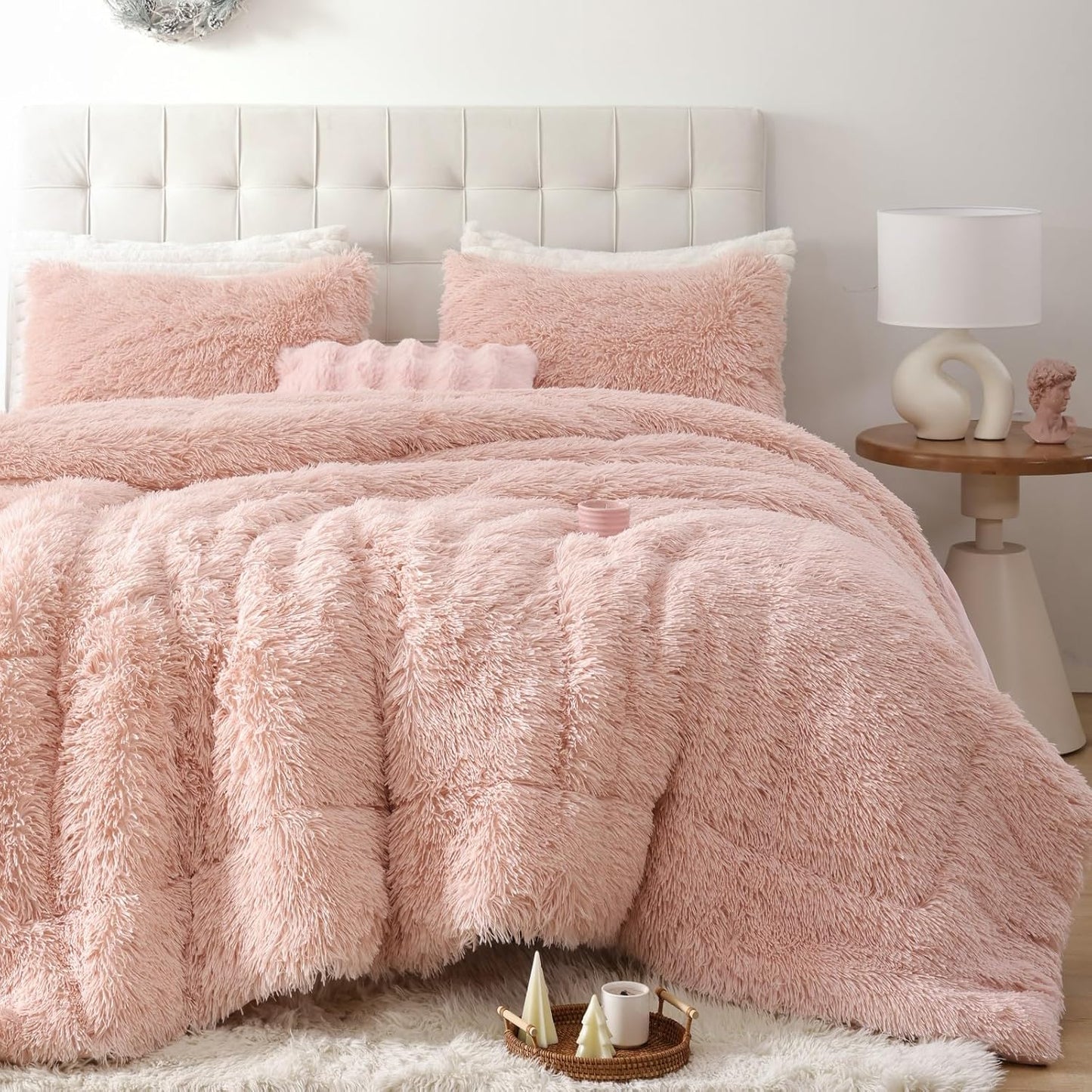 Smoofy Fluffy Twin Comforter Set - Soft Shaggy Bedding Pink