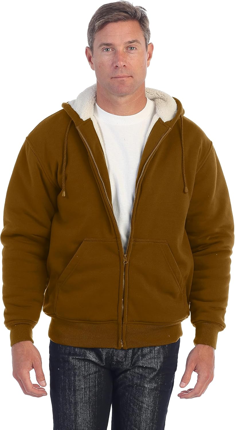 Gioberti Men's Soft Heavyweight Sherpa Lined Fleece Hoodie Jacket