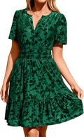 Simplee Velvet Short Sleeve Cocktail Dress - Flattering V-Neck Mini is