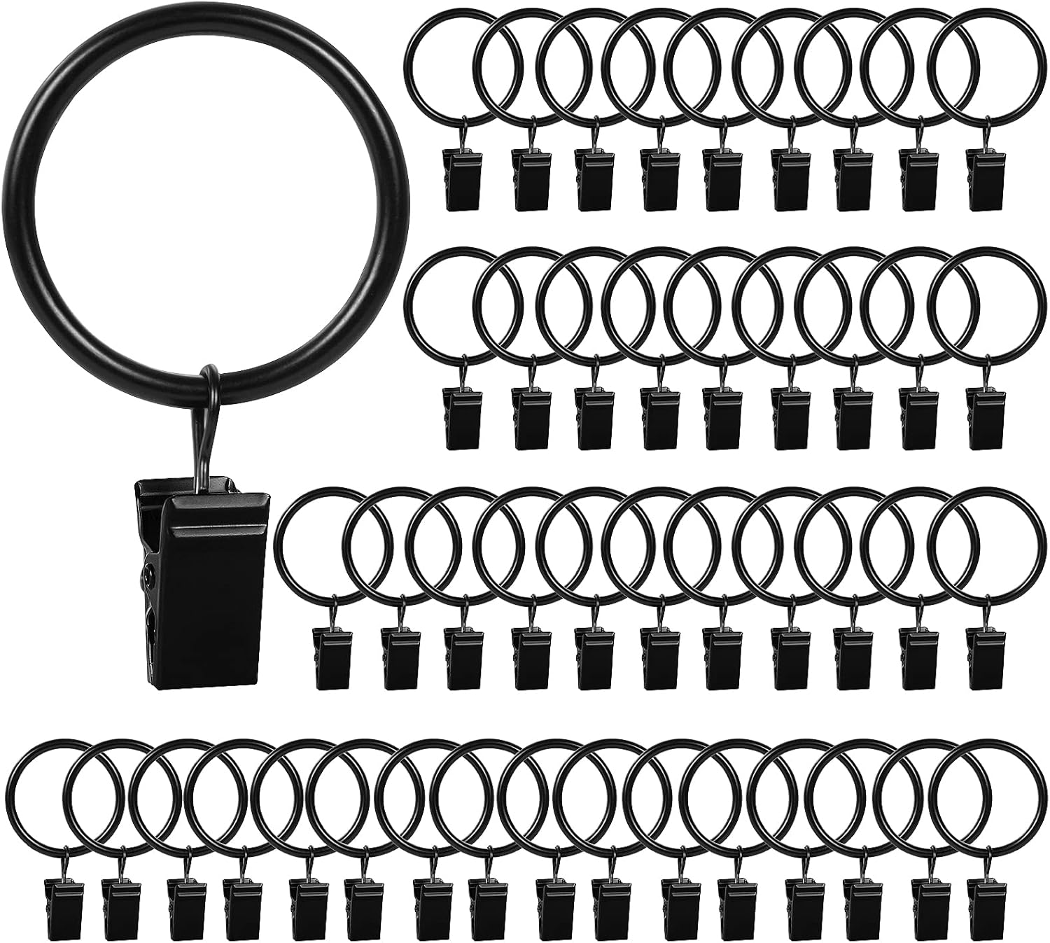 HOOSUN 46 Pack Black Curtain Clips - Organize with Style!