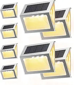 JACKYLED Solar Outdoor Deck Step Lights 8-Pack for Bright Paths