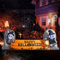 10FT Large Halloween Inflatable Skeleton Tombstone Banner - LED Yard