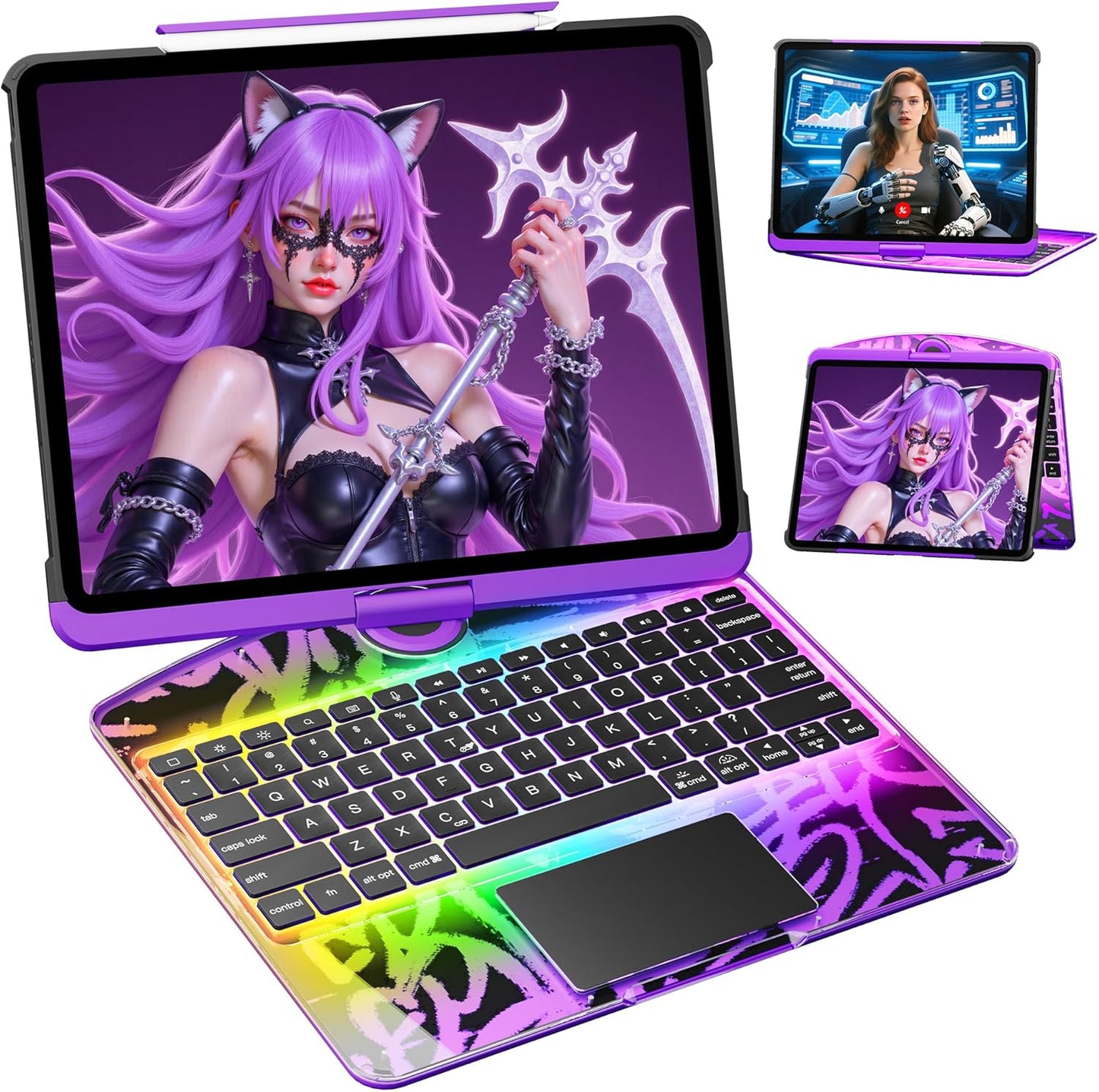 KITONE Transparent Case with Wireless Keyboard for iPad Air 13-in