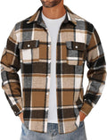 Men's Flannel Shirts Long Sleeve Cotton Plaid Shirt Jacket - Warm