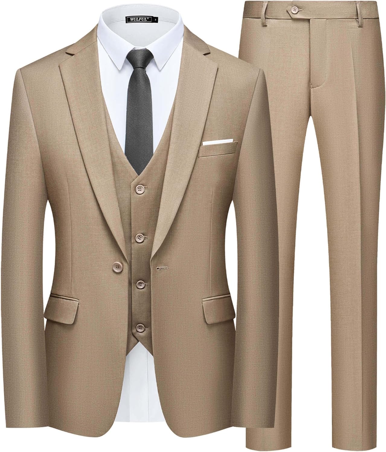 WULFUL Mens Slim Fit Suit for Weddings and Business Events