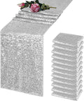Silver Sequin Table Runner 12x108 in 12 Pack - Sparkling Event Linen