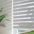 Cordless Zebra Blinds for Windows - Dual Layer Free-Stop Shades (Grey)