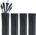 Zipper Cable Sleeve 24in x 4in (4-Pack) - Tidy Desk Cable Organizer