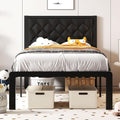 Twin Bed Frame with Headboard PU Leather Upholstered Platform