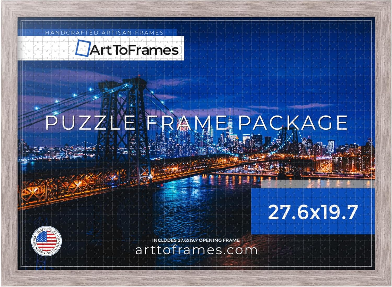 27.6x19.7 INCH Gray Oak Frame for 1000 Piece Puzzles
