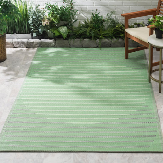 Fab Habitat Striped Outdoor Rug - Waterproof and Reversible Design