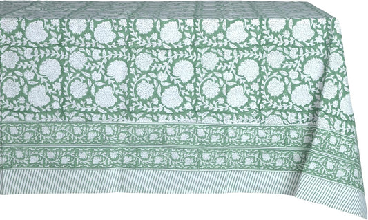 Shalimar Green 100% Cotton Rectangle Tablecloth for All Occasions