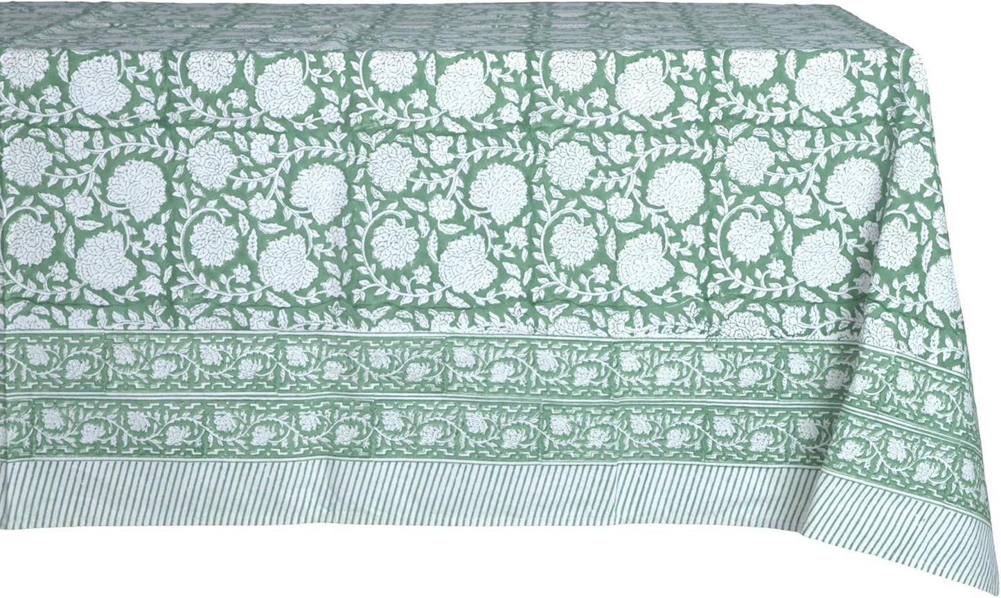 Shalimar Green 100% Cotton Rectangle Tablecloth for Dining