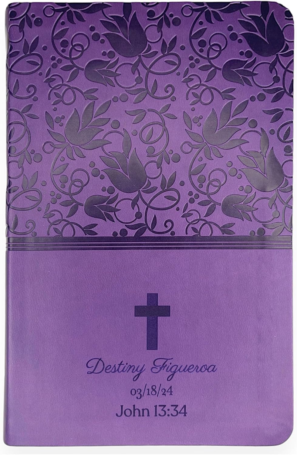 Personalized KJV Reference Holy Bible in Elegant Purple Faux Leather