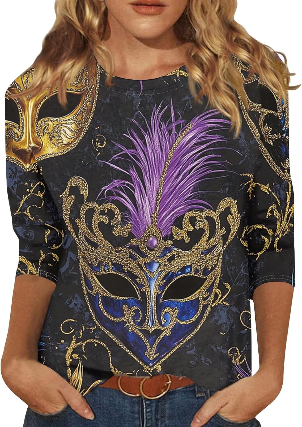 Festive Shamrock Print Tee for Women