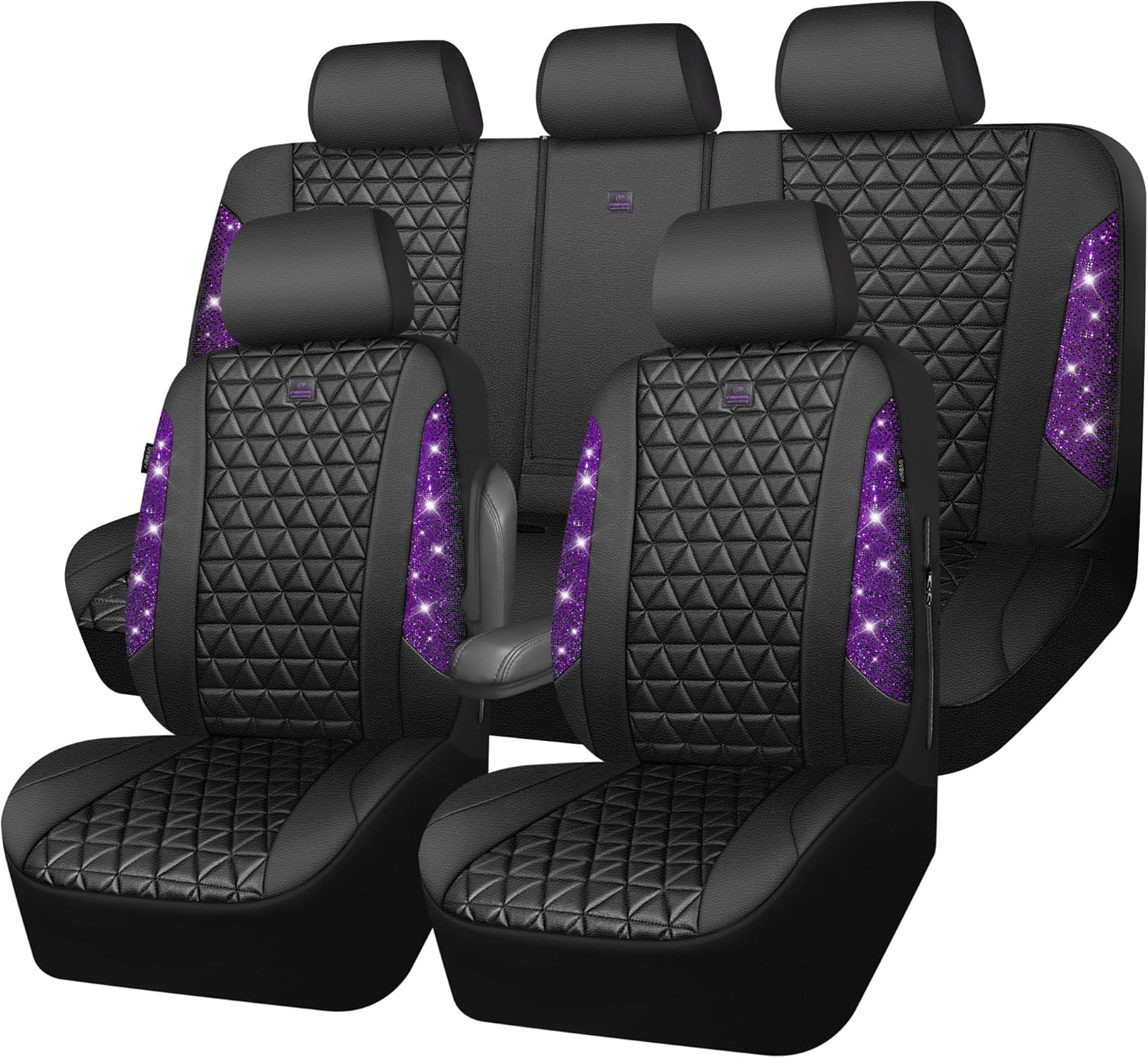 Bling Diamond Leather Car Seat Covers for Women and Girls