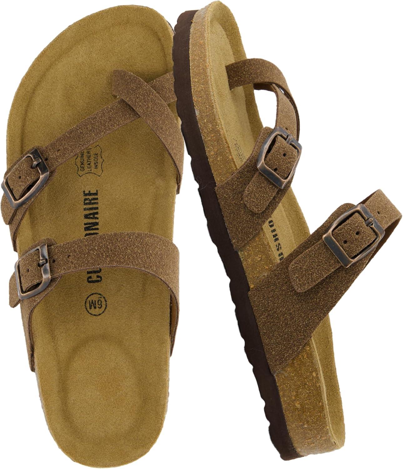 CUSHIONAIRE Women's Luna Cork Footbed Sandal for Everyday Comfort