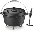 Velaze 10QT Camping Dutch Oven - Heavy-Duty Cast Iron for Camp & Home